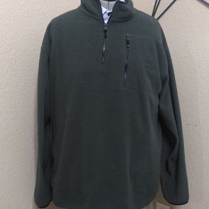 Ducks Unlimited Olive Green 1/4 Zip Fleece Pullover Lightweight Sweater 2XL XXL